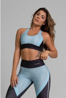 Top Nadador Fitness com Viés Estampa Digital Linear Blue | Ref: GO352