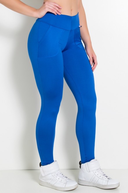 Calça Legging Lisa com Bolso (Azul Royal) | Ref: F146-005