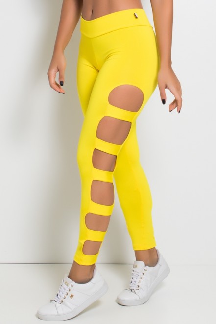 Calça Legging Rasgada (Amarelo) | Ref: F98-003