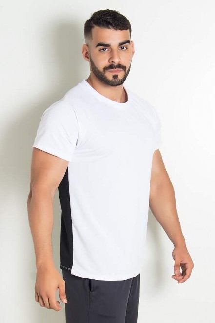Camiseta Masculina Dry Fit Duas Cores (Branco / Preto) | Ref: KS-H06-001