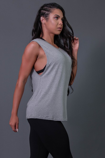 Camiseta Viscose Cavada com Silk (Mescla / Laranja Fluor) | Ref: K2575-C