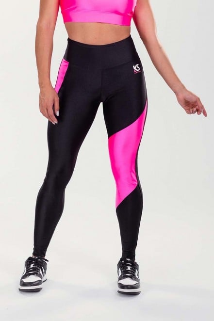 K3474-A_Calca_Legging_com_Faixa_Assimetrica_Preto__Rosa_Neon__Ref:_K3474-A