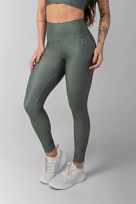 Calça Legging Estampa Digital com Cós Duplo (Verde Militar) | Ref: K3600-J