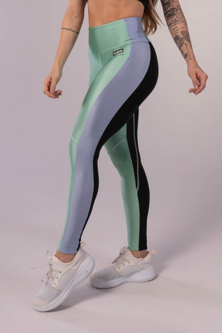 Calça Legging com Cós Largo e Ponto de Cobertura (Verde Claro / Azul Claro / Preto) | Ref: K3509-A