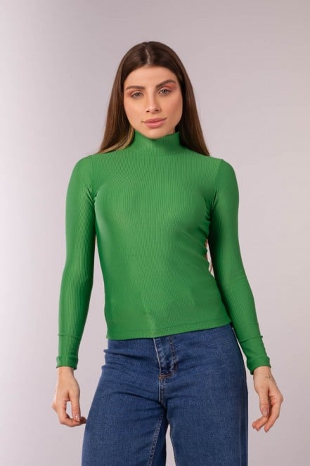 02-C_Blusa_com_Manga_Longa_Tecido_Canelado_Verde__Ref:_02-C