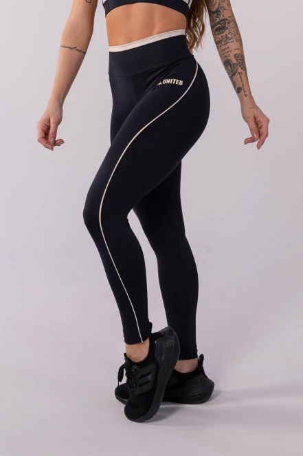 Calça Legging com Vivo no Cós e Lateral (Preto / Off-White) | Ref: K3537-A