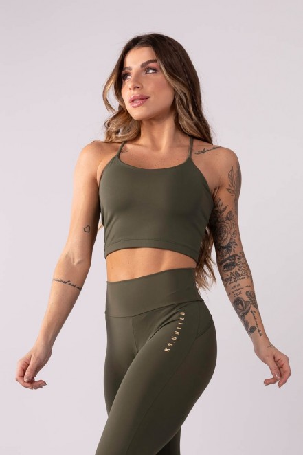 Cropped com Alças Cruzadas (Verde Militar) | Ref: K3549-B