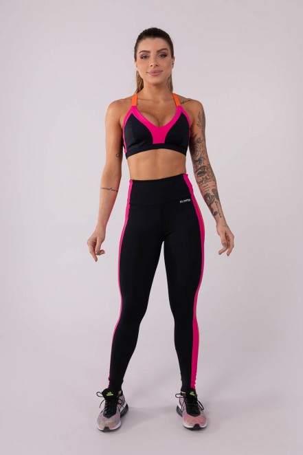 K3730-A_Calca_Legging_com_Faixas_Laterais_Preto__Rosa__Laranja__Ref:_K3730-A