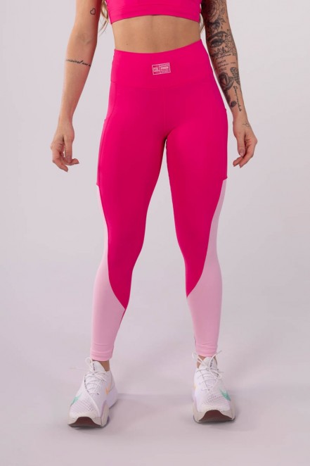 Calça Legging com Recortes Pespontados (Rosa / Rosa Claro) | Ref: K3591-A