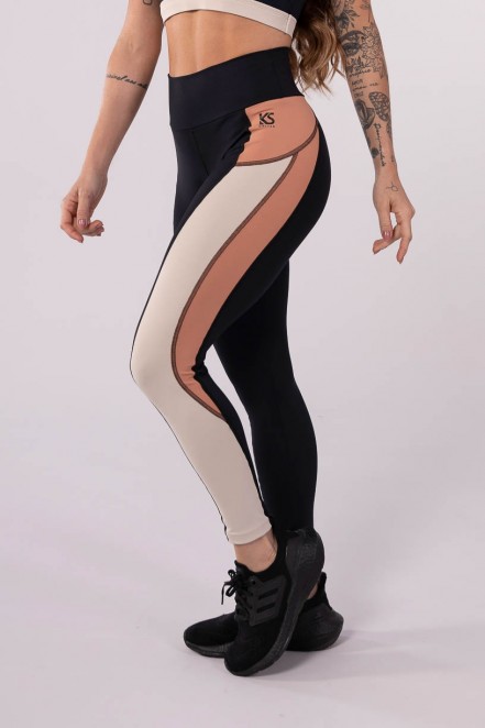 K3599-A_Calca_Legging_com_Recorte_Tricolor_Preto__Nude__Off-White__Ref:_K3599-A