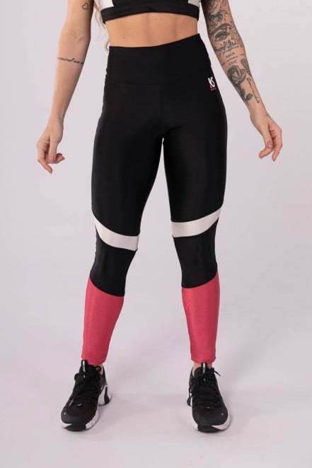 K3611-A_Calca_Legging_com_Faixas_Triangulares_Preto__Rosa__Off-White__Ref:_K3611-A