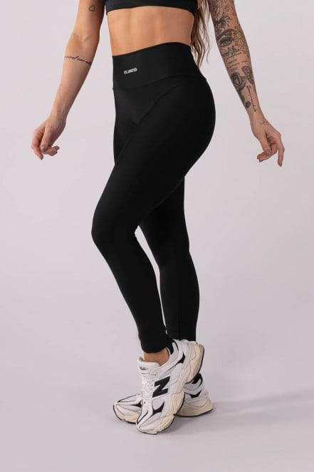 Calça Legging sem Gancho com Franzido (Preto) | Ref: K3635-F