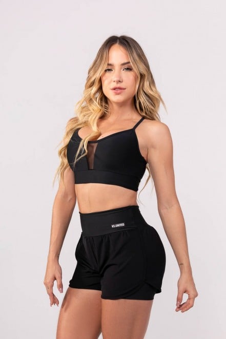 Top com Recortes em Tule (Preto) | Ref: K3783-A