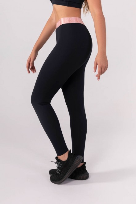 Calça Legging com Elástico Personalizado Transpassado (Preto / Rosa) | Ref: K3835-A