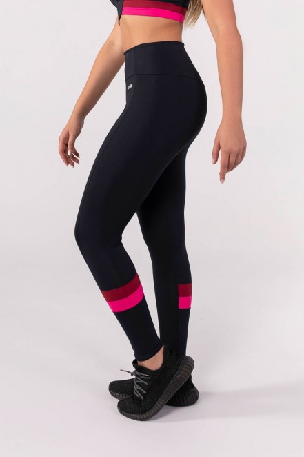 Calça Legging com Faixas na Panturrilha (Preto / Rosa / Vinho) | Ref: K3838-A