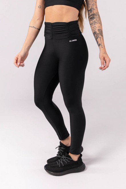 Calça Legging com Franzido no Cós (Preto) | Ref: K3915-B