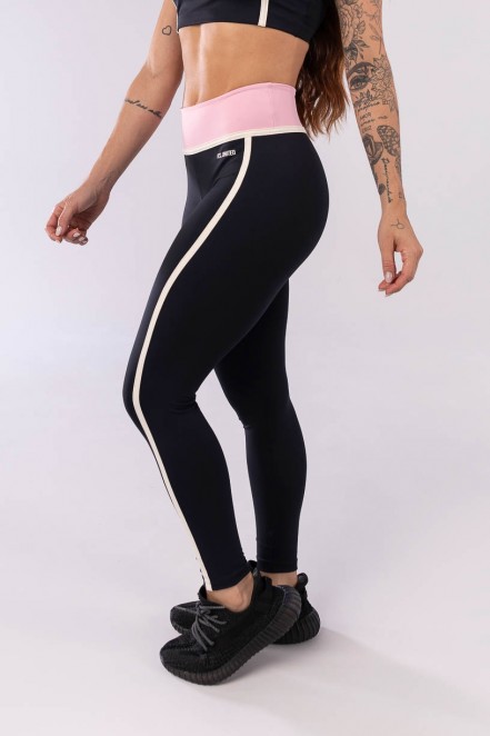 Calça Legging com Chapados (Preto / Off-White / Rosa Claro) | Ref: K3947-A