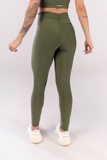 Calça Legging com Levanta Bumbum e Franzido no Cós (Verde Militar) | Ref: K3983-B