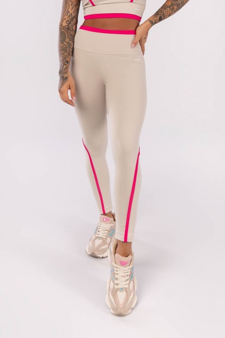 Calça Legging com Chapado e Vira no Cós (Off-White / Rosa) | Ref: K4008-A