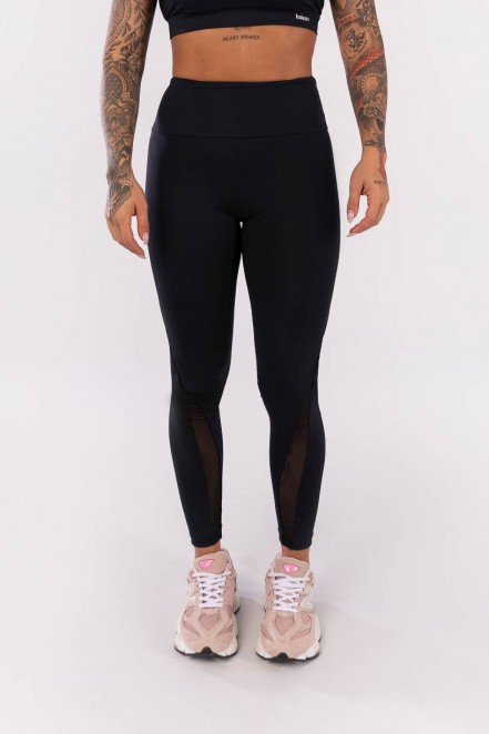 Calça Legging com Recorte de Tule (Preto) | Ref: K4018-A