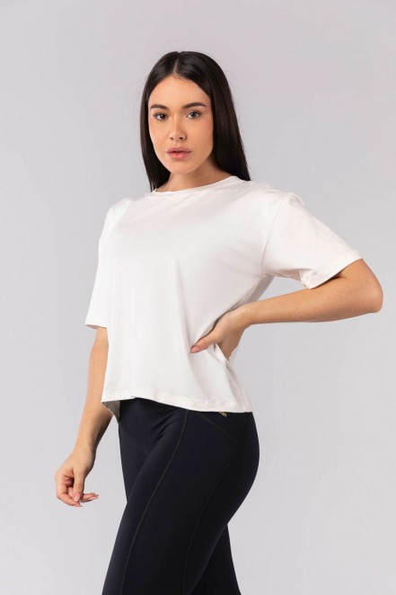 Blusa Ampla com Prega nas Costas (Off-White) | Ref: K4129-B