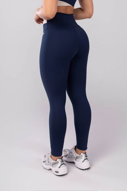 Calça Legging com Recortes no Cós (Azul Marinho / Bege) | Ref: K4111-A