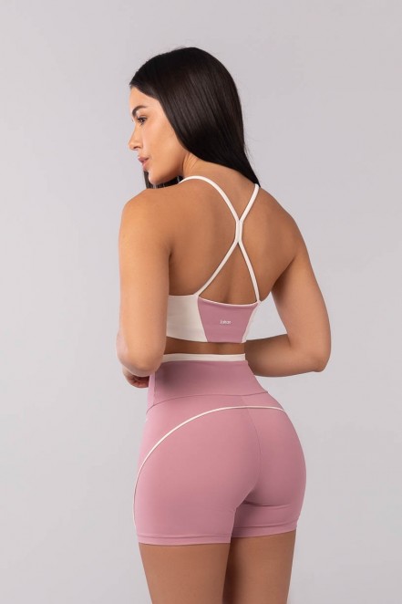 Top com Recortes Contrastantes (Rosa Claro / Off-White) | Ref: K4118-B