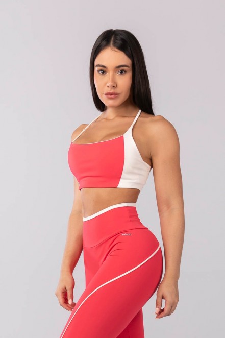 Top com Recortes Contrastantes (Rosa Pink / Off-White) | Ref: K4118-C