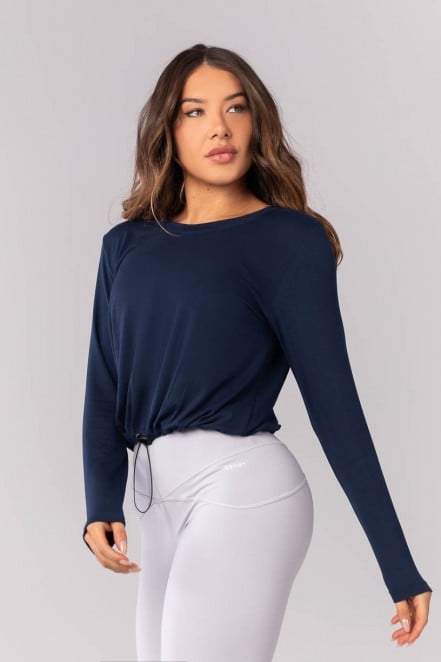 Blusa com Regulagem na Barra (Azul Marinho) | Ref: K4168-B