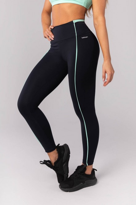 Calça Legging com Vivo e Vira (Preto / Menta) | Ref: K4143-A