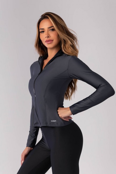 Casaco Slim com Gola Alta (Grafite) | Ref: K4228-B