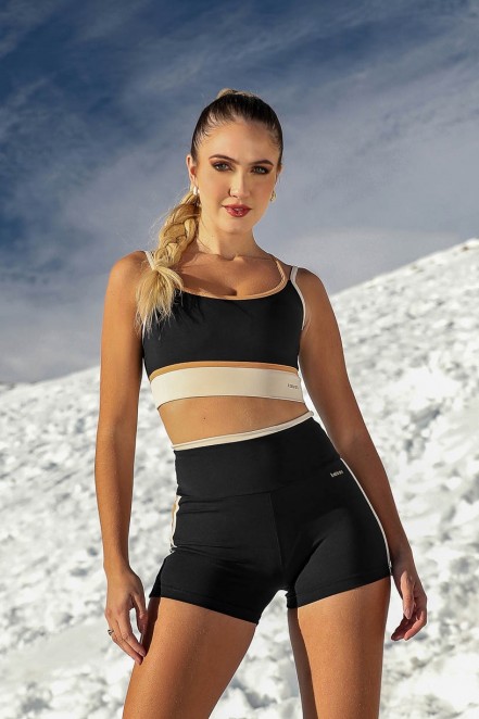 Top com Alças Duplas e Chapado (Preto / Bege / Caramelo) | Ref: K4222-A
