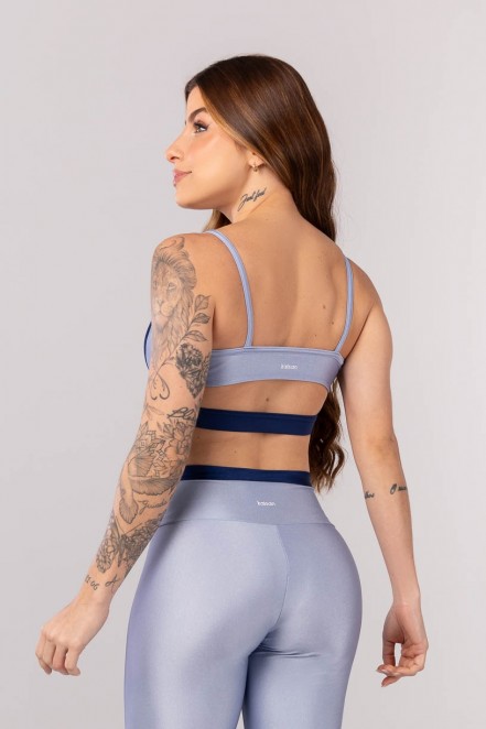 Top com Alças e Tira no Cós (Azul Claro / Azul Marinho) | Ref: K4012-B