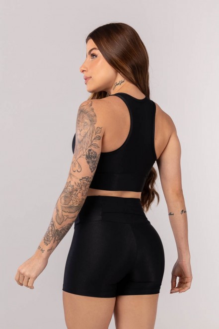 Top Canelado com Detalhe no Decote (Preto) | Ref: K4247-A