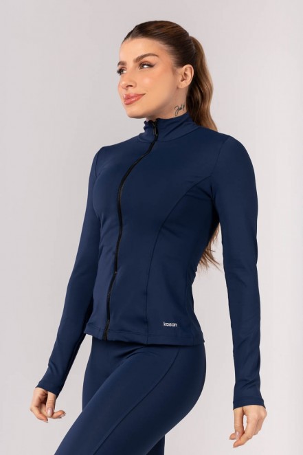 Casaco Slim com Gola Alta (Azul Marinho) | Ref: K4347-H