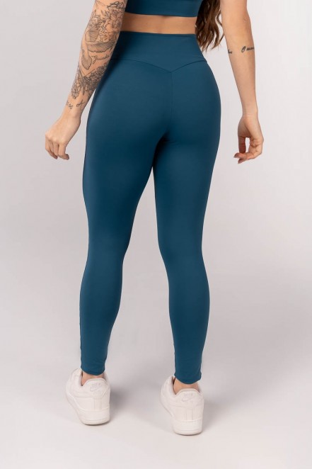 Calça Legging com Cós em V e Recortes (Azul Petróleo) | Ref: K4200-D