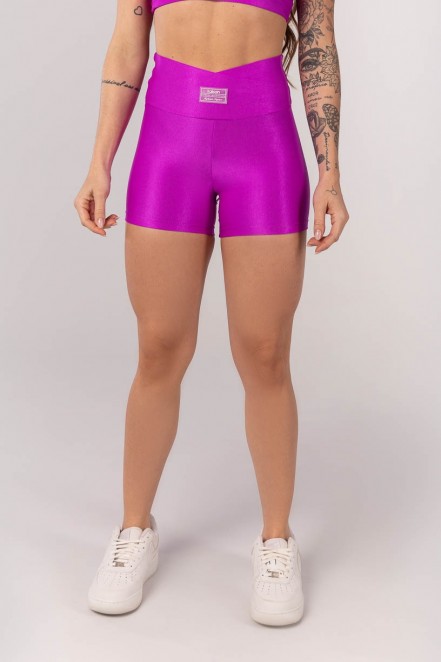 Short Canelado com Cós Transpassado (Roxo) | Ref: K4252-B