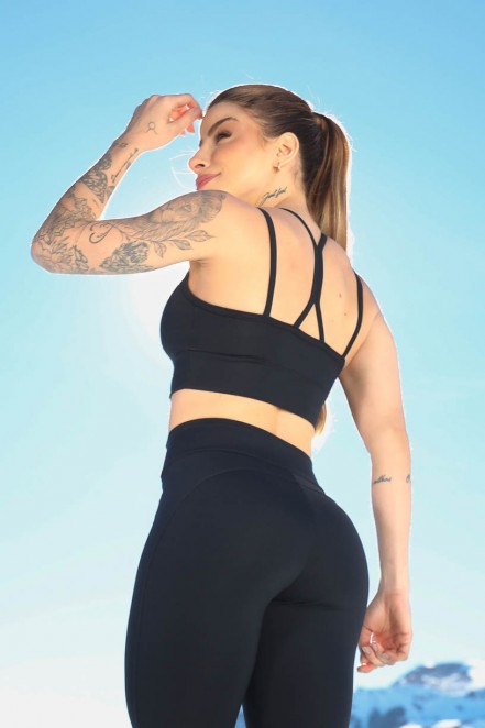 Top com Alças Duplas Trabalhadas (Preto) | Ref: K4265-B