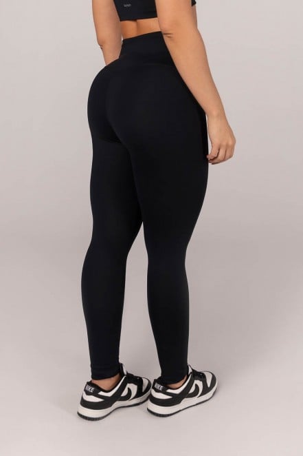 Calça Legging com Vira e Cós em V (Preto) | Ref: K4290-B