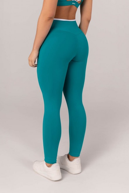 Calça Legging sem Gancho com Vira (Jade / Branco) | Ref: K4299-B