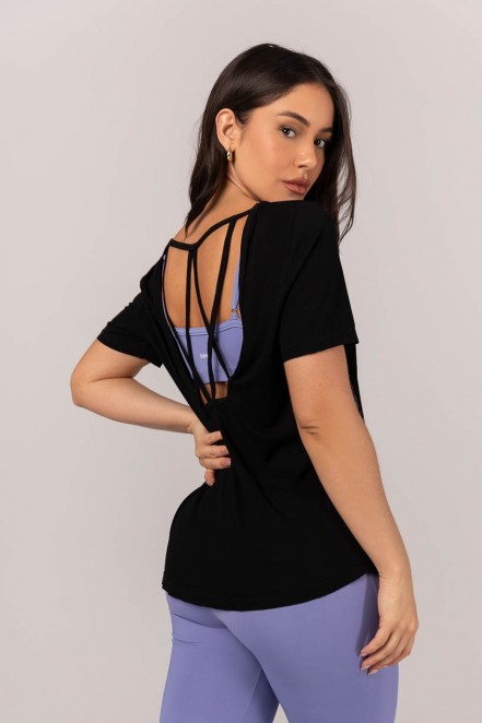 Blusa com Tiras nas Costas (Preto) | Ref: K4318-A