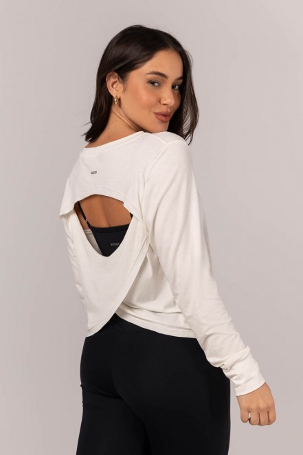 Blusa Manga Longa e Detalhe nas Costas (Off-White) | Ref: K4319-B