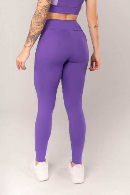 Calça Legging Bicolor com Recortes (Violeta / Lilás) | Ref: K4011-C