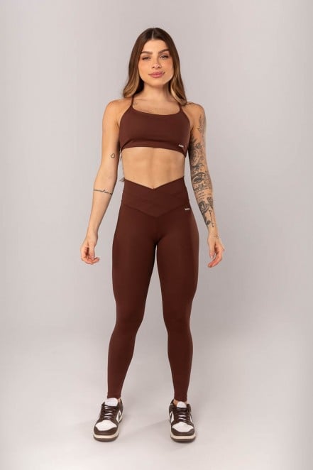 K4042-F_Calca_Legging_com_Cos_Transpassado_Frente_e_Costas_Marrom_Escuro__Ref:_K4042-F
