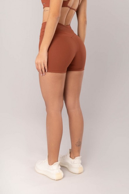 Short com Cós Transpassado Frente e Costas (Marrom) | Ref: K4043-G