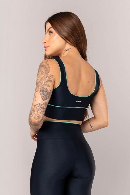 Top com Vivo no Cós Transpassado (Azul Escuro / Verde Turquesa) | Ref: K4241-B
