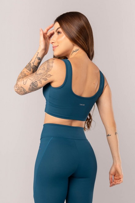 Top Cropped Alça com Recortes (Azul Petróleo) | Ref: K4326-A