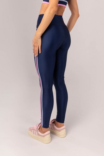 Calça Legging com Chapados Duplos (Azul Marinho / Rosa Claro / Azul Claro) | Ref: K4193-C