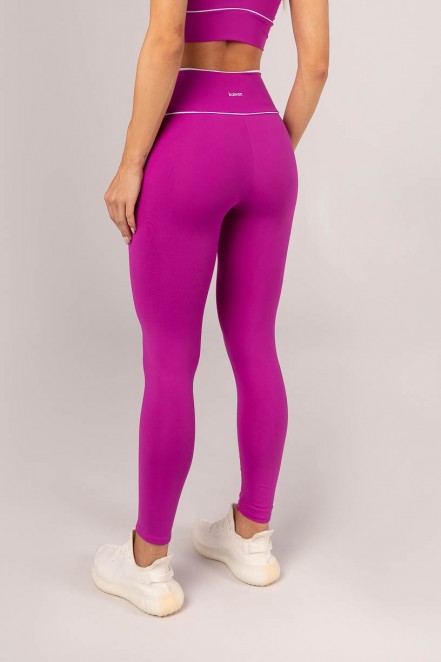 Calça Legging com Vivo no Cós (Roxo / Branco) | Ref: K4368-A
