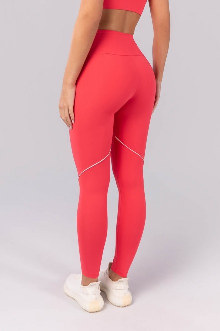 Calça Legging com Vivo Contrastante (Rosa Pink / Off-White) | Ref: K4279-C
